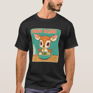 Pop Japanese Art Noodle Lover Cute Fawn Deer Ramen T-Shirt