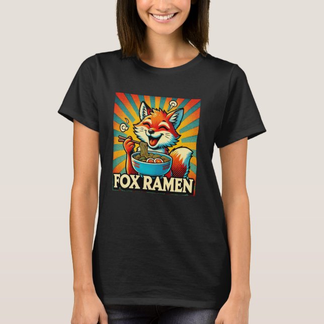 Pop Japanese Art Noodles Lover Wildlife Cute Fox R T-Shirt (Front)