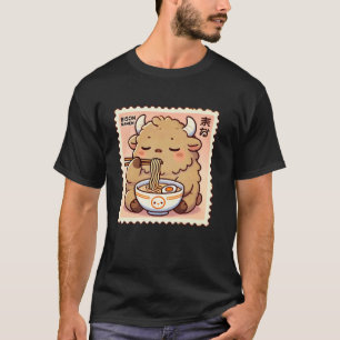 Pop Japanese Art Postage Stamp Noodles Cute Bison T-Shirt