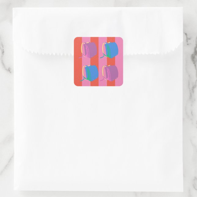 Pop Japanese School Bag Square Sticker (Bag)