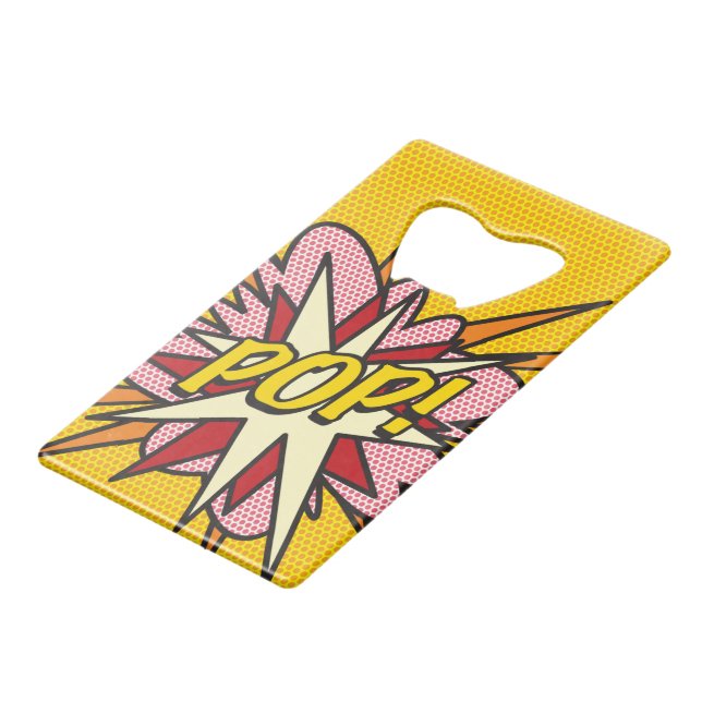 POP KA-POW Fun Retro Comic Book Pop Art Credit Card Bottle Opener (Front Angled)