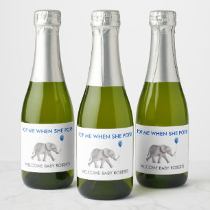 Pop Me When She Pops Baby Elephant Champagne Label