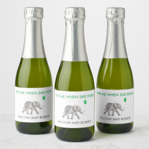 Pop Me When She Pops Baby Elephant Sparkling Wine  Sparkling Wine Label