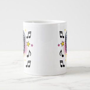 Pop microphone with colourful stars and music note large coffee mug