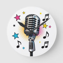 Pop microphone with colourful stars and music note