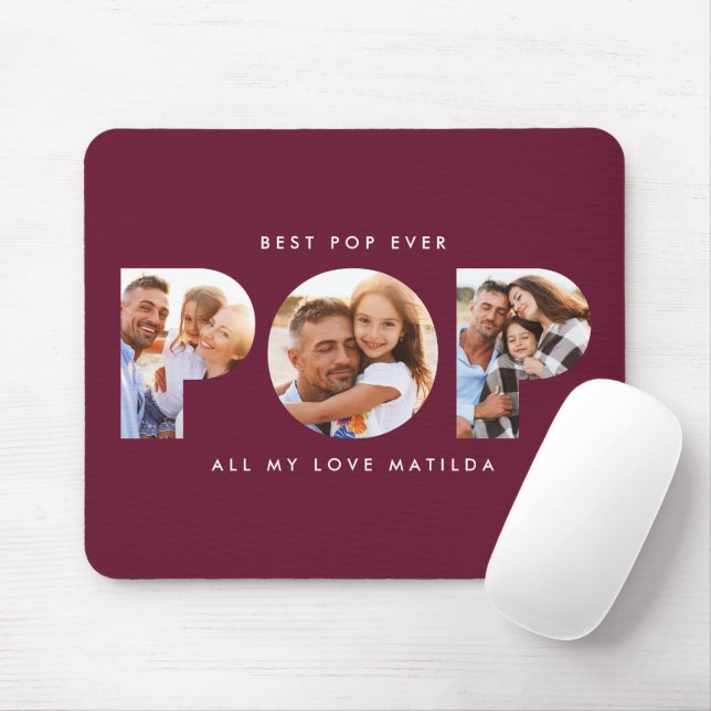 Pop multi photo modern burgundy elegant mouse pad (With Mouse)