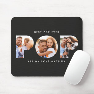 Pop multi photo modern elegant contemporary black mouse pad