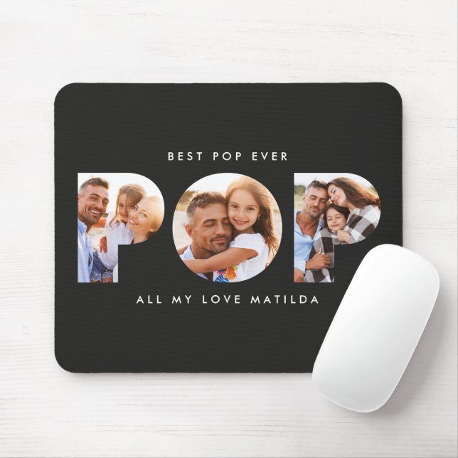 Pop multi photo modern elegant contemporary black mouse pad (With Mouse)