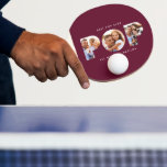 Pop multi photo modern typography burgundy ping pong paddle<br><div class="desc">Pop multi photo modern contemporary elegant typography child to parent gift ping pong ball. Ideal fathers day,  birthday or christmas gift. Burgundy colour can be changed.</div>