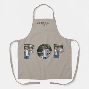 Pop multi photo modern typography elegant beige apron