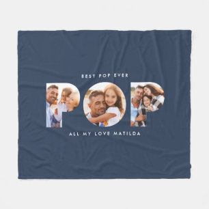 Pop multi photo modern typography elegant gift fleece blanket