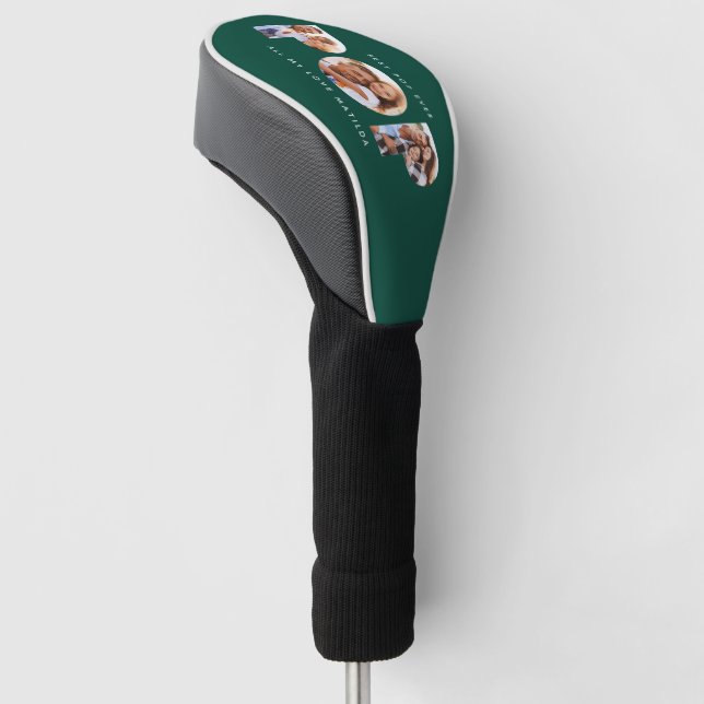 Pop multi photo modern typography family green golf head cover (Angled)