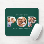 Pop multi photo modern typography green gift mouse pad<br><div class="desc">Pop multi photo modern contemporary elegant typography child gift. Ideal fathers day,  birthday or christmas gift. Green colour can be changed.</div>