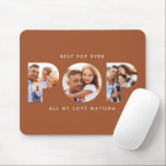 Pop multi photo modern typography terracotta mouse pad<br><div class="desc">Pop multi photo modern contemporary elegant typography child gift. Ideal fathers day,  birthday or christmas gift. Terracotta colour can be changed.</div>