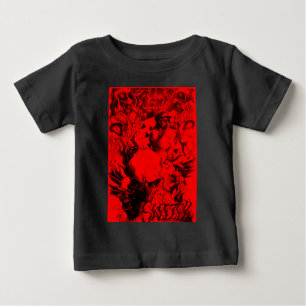 Pop Musician Portraits in Vibrant Red Colours Art  Baby T-Shirt