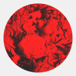 Pop Musician Portraits in Vibrant Red Colours Art Classic Round Sticker