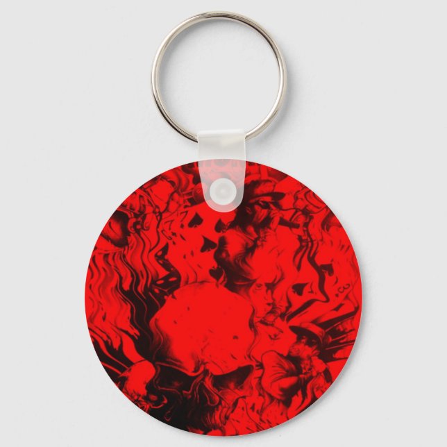 Pop Musician Portraits in Vibrant Red Colours Art  Keychain (Front)