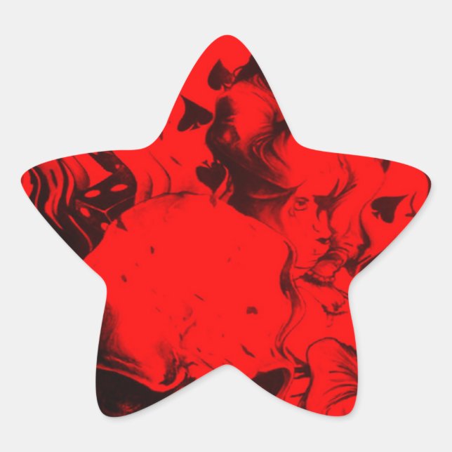 Pop Musician Portraits in Vibrant Red Colours Art  Star Sticker (Front)