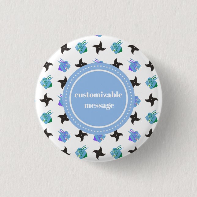 Pop Ninja Throwing Star 1 Inch Round Button (Front)