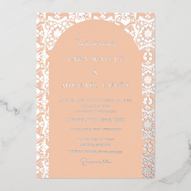 Pop of Apricot Italian Geometric Wedding (Solid) (Front)