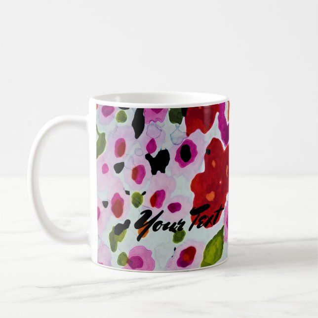 Pop of Bold Colour Watercolor Flowers Coffee Mug (Left)