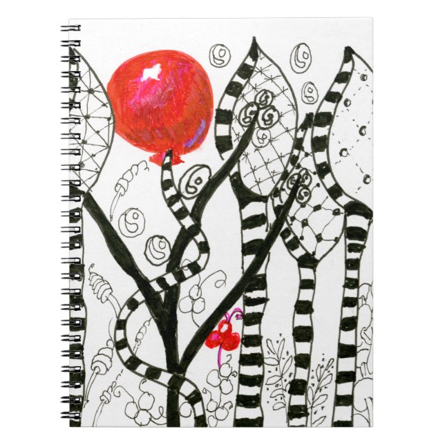 Pop of Colour Red Balloon Zendoodle Fanciful Notebook (Front)