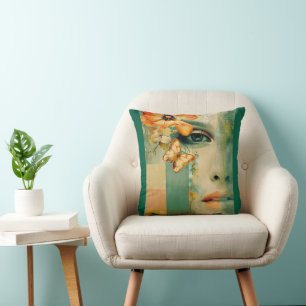 Pop Of Orange Abstract Throw Pillow