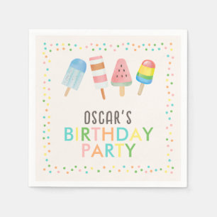 Pop on Over and Chill Ice-cream Kids Birthday Napkin