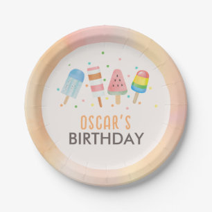 Pop on Over and Chill Ice-cream Kids Birthday Paper Plate