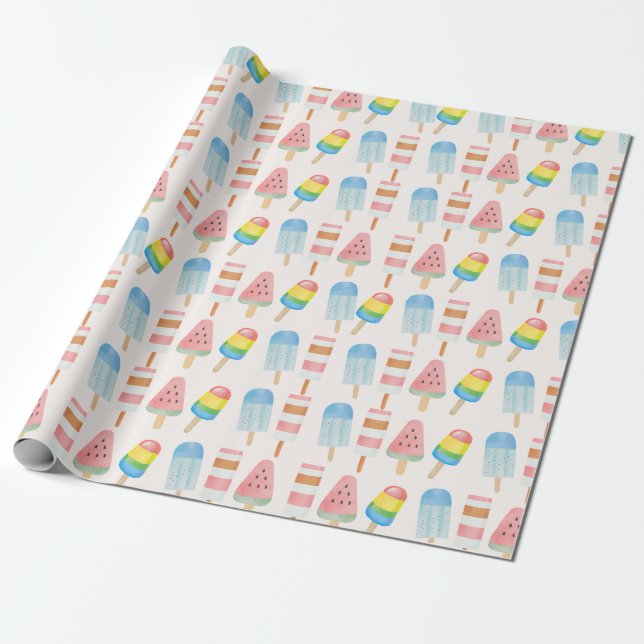 Pop on Over and Chill Ice-cream Kids Birthday  Wrapping Paper (Unrolled)