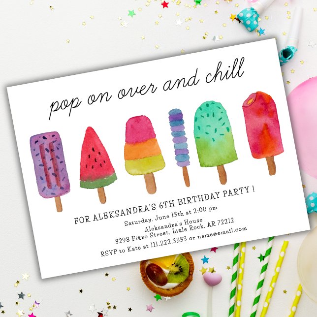Pop On Over And Chill Popsicle Birthday Party Invitation (Creator Uploaded)