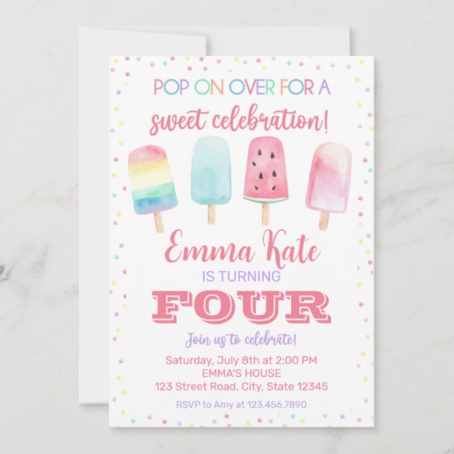 Pop On Over Birthday Invitation (Front)
