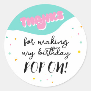 Pop On Over Birthday Party Classic Round Sticker