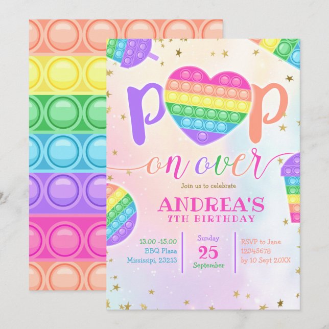 Pop on Over Birthday Party Invitation (Front/Back)