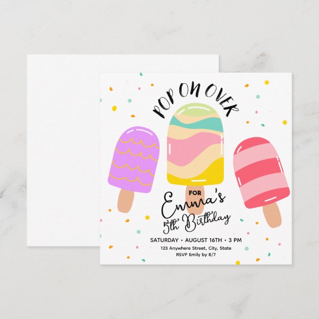 Pop On Over Birthday Party Invitation Postcard (Front/Back)
