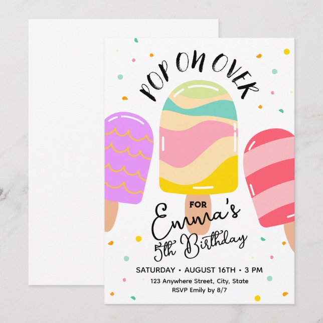 Pop On Over Birthday Party Invitation Postcard (Front/Back)