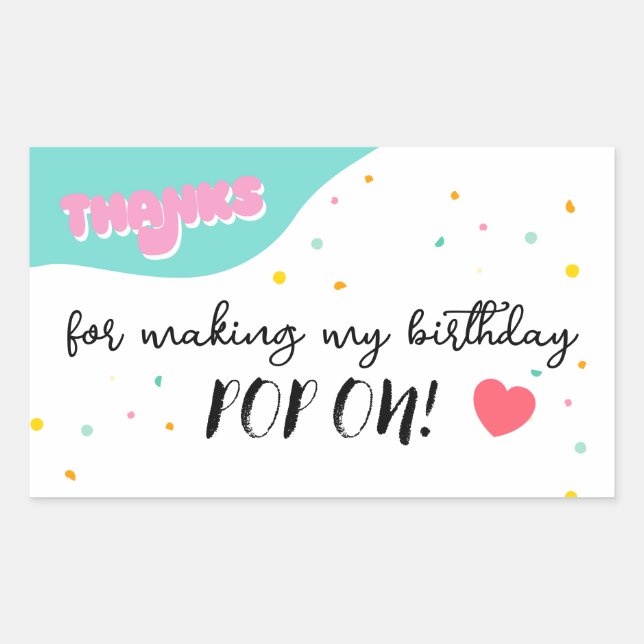 Pop On Over Birthday Party Sticker (Front)
