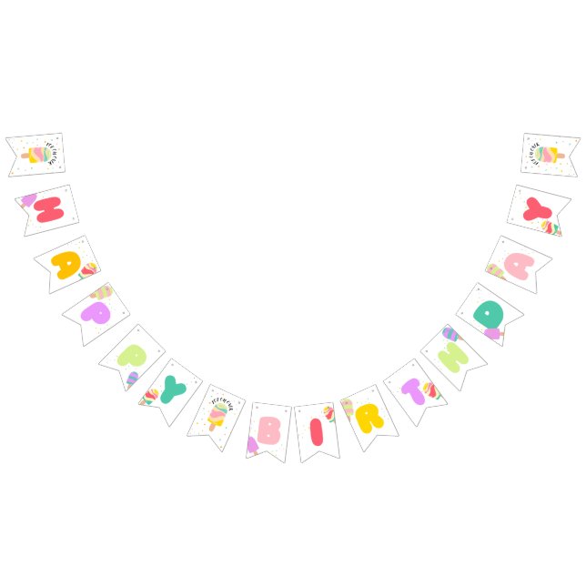 Pop On Over Birthday Party Theme Bunting Flags (All)