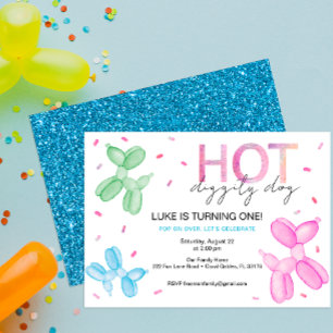 Pop On Over Bright Balloon Birthday Invite