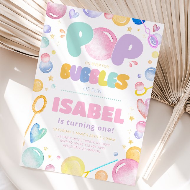 Pop on Over for Bubbles Birthday Invitation (Creator Uploaded)