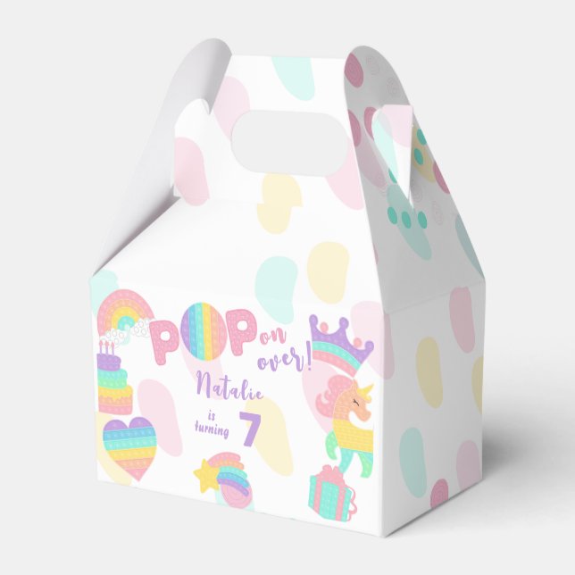 Pop on over! Pastel pop it birthday kid Favor Box (Front Side)
