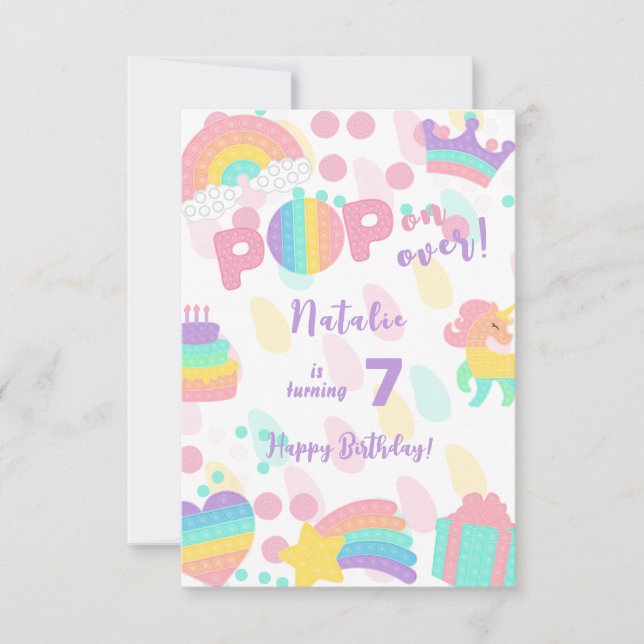 Pop on over! Pastel pop it happy birthday kid Card (Front)