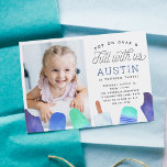 Pop On Over | Popsicle Kids Birthday Party Photo Invitation<br><div class="desc">Adorable party invitations for your little one's summer birthday party feature four watercolor popsicle illustrations in vibrant shades of blue and green,  with "pop on over and chill with us" in whimsical script lettering. Personalize with your birthday party details beneath,  and add a photo for a sweet finishing touch.</div>