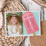 Pop On Over | Popsicle Summer Kids Birthday Party Invitation<br><div class="desc">Chill out with these cute popsicle themed party invitations for your little one's summer birthday party. Fun summer design features a bright pink popsicle illustration on a turquoise blue background. Personalize with your party details in white retro style lettering, and add a photo of the birthday child for an extra...</div>