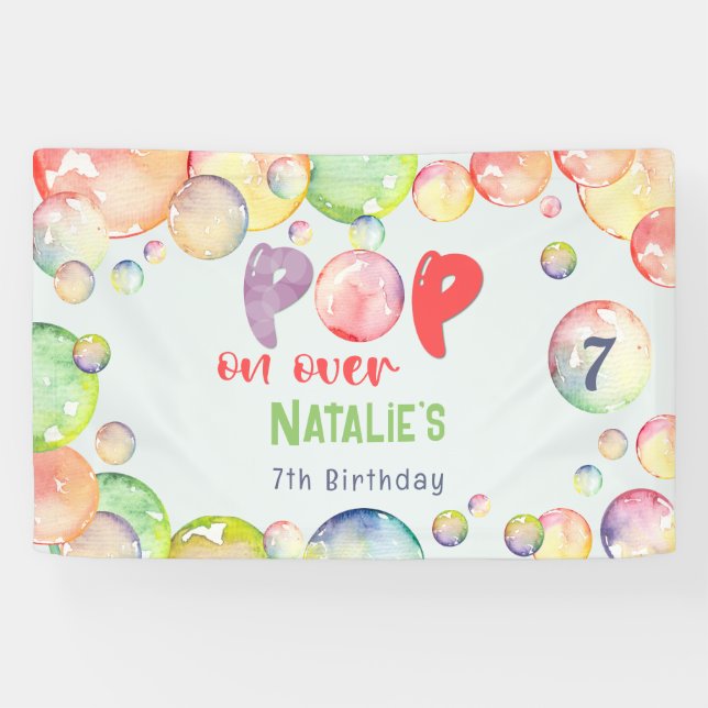 Pop on over! Soap bubbles birthday kid Banner (Horizontal)