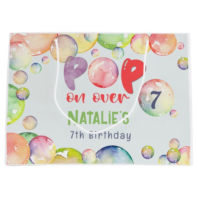 Pop on over! Soap bubbles birthday kid Large Gift Bag (Front)