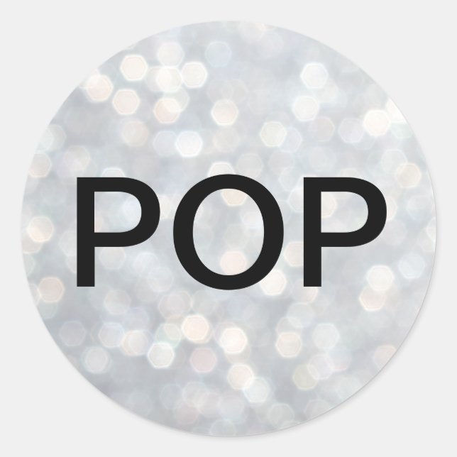 POP on Silver Champagne Bubbles Sticker (Front)