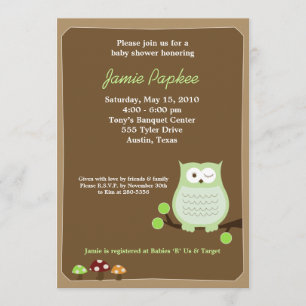 Pop Owl Nature 5x7 Baby Shower Invitation