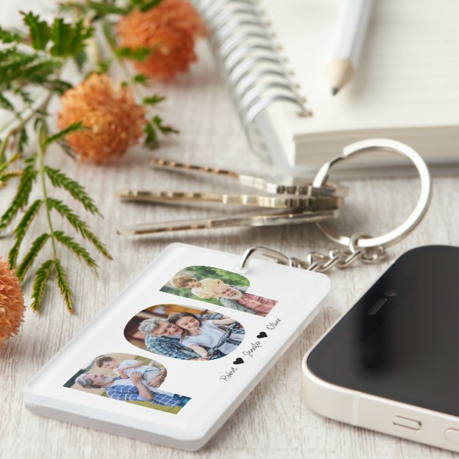 Pop Photo Collage | Grandpa Father's Day Gift Keychain (Front Right)