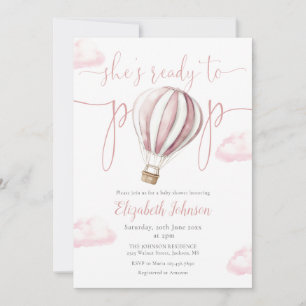 Pop Pink Balloon Girl All In One Baby Shower Invitation